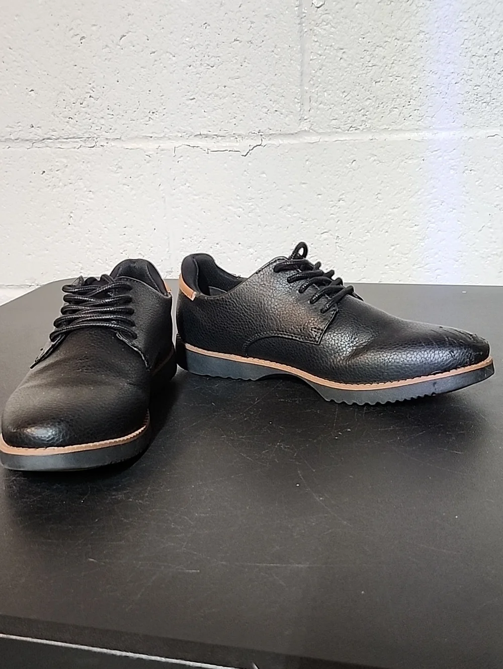 Dr. Scholl's Black Lace-Up Oxfords with Tan Trim